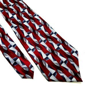 Pierre Cardin Silk Tie Print Red‎ Geometric Wide